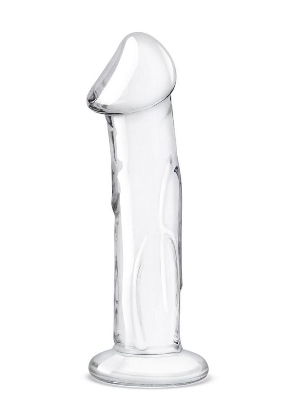 Glas Dildo Glass with Veins and Flat Base 6in - Clear