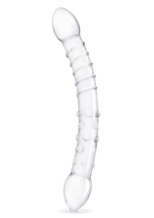 Glas Girthy Double Trouble Glass Dildo 12in - Clear