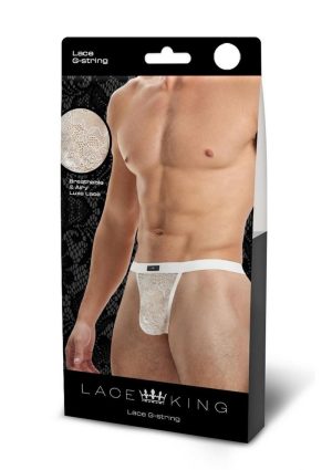 Lace King Lace G-String - Large/XLarge - White