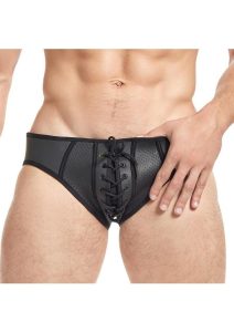 Cruze Kick-Off Lace Up Jock Brief - Small/Medium - Black