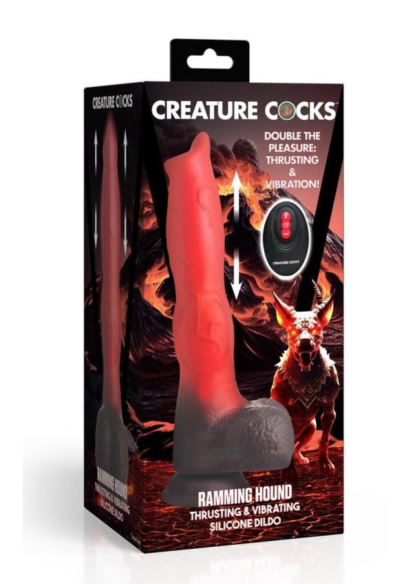 Creature Cocks Ramming Hound Thrusting and Vibrating Rechargeable Silicone Dildo - Red