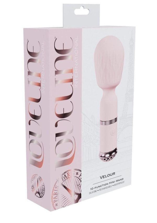 Loveline Velour 10 function Rechargeable Silicone MIni-Wand - Pink