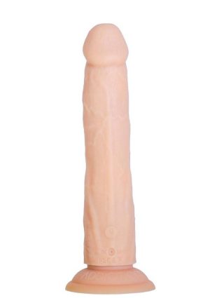 Naked Addiction Rotating and Thrusting Vibrating Rechargeable Silicone Dong with Remote Control 8in - Vanilla