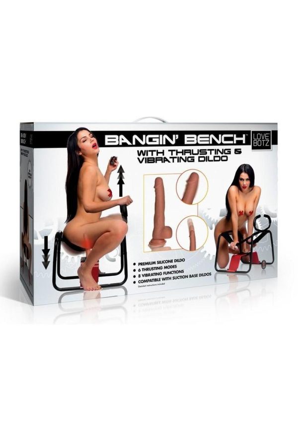 LoveBotz Bangin` Bench with Thrusting and Vibrating Dildo - Black