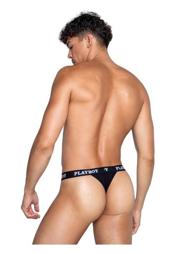 Playboys Mens Modal Gym Thong - Large - Black/White