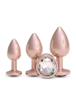 Rear Assets Tapered Trainer Chrome Plated Anal Plugs Kit (3pc Set) - Tan