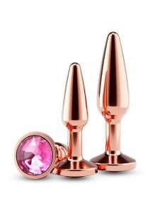 Rear Assets Tapered Trainer Chrome Plated Anal Plugs Kit (3pc Set) - Rose Gold