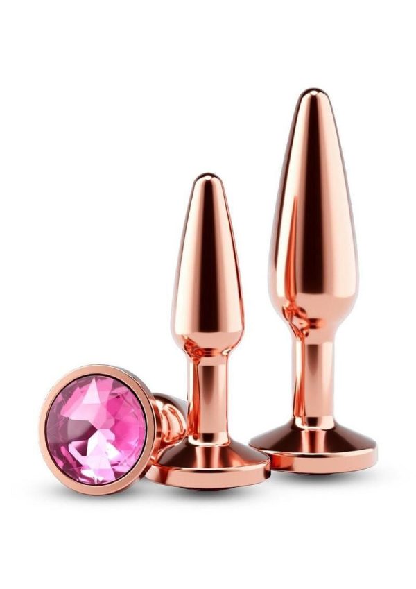 Rear Assets Tapered Trainer Chrome Plated Anal Plugs Kit (3pc Set) - Rose Gold