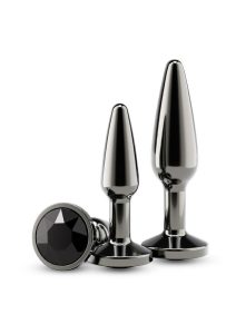 Rear Assets Tapered Trainer Chrome Plated Anal Plugs Kit (3pc Set) - Gray