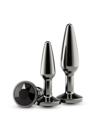 Rear Assets Tapered Trainer Chrome Plated Anal Plugs Kit (3pc Set) - Gray