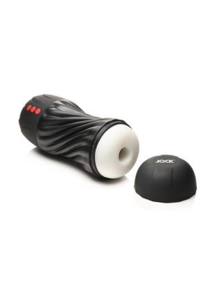 JOCK Sucking and Vibrating Rechargeable Masturbator 9.2in - General Orifice - Black/Red/White