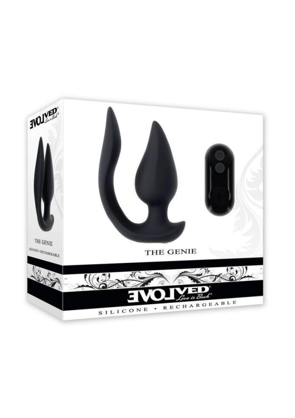 The Genie Rechargeable Silicone Multi-play Vibrator with Remote - Black