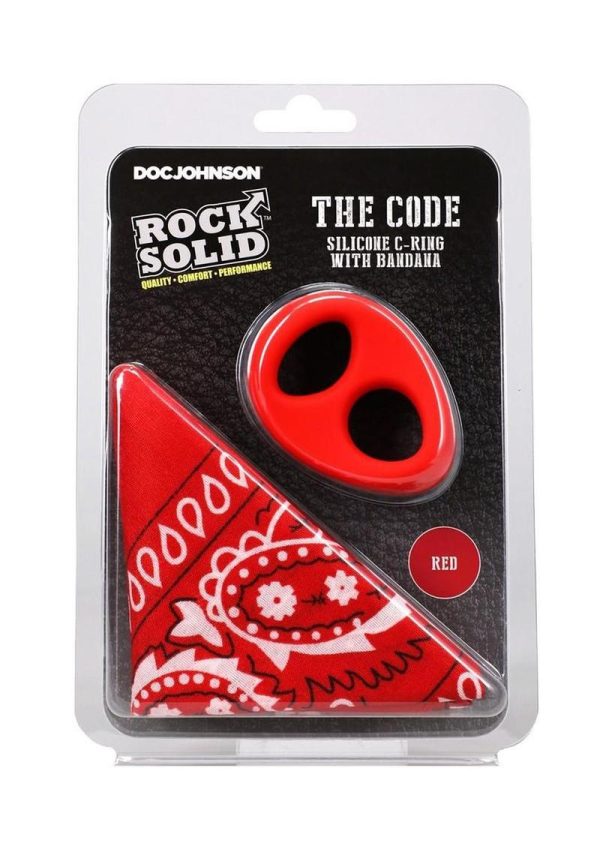 Rock Solid The Code Silicone Cock Ring with Bandana - Red/Black