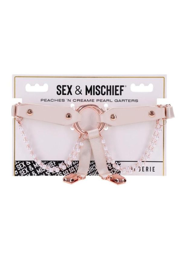 Sex and Mischief Peaches N CreaMe Garters - Rose Gold